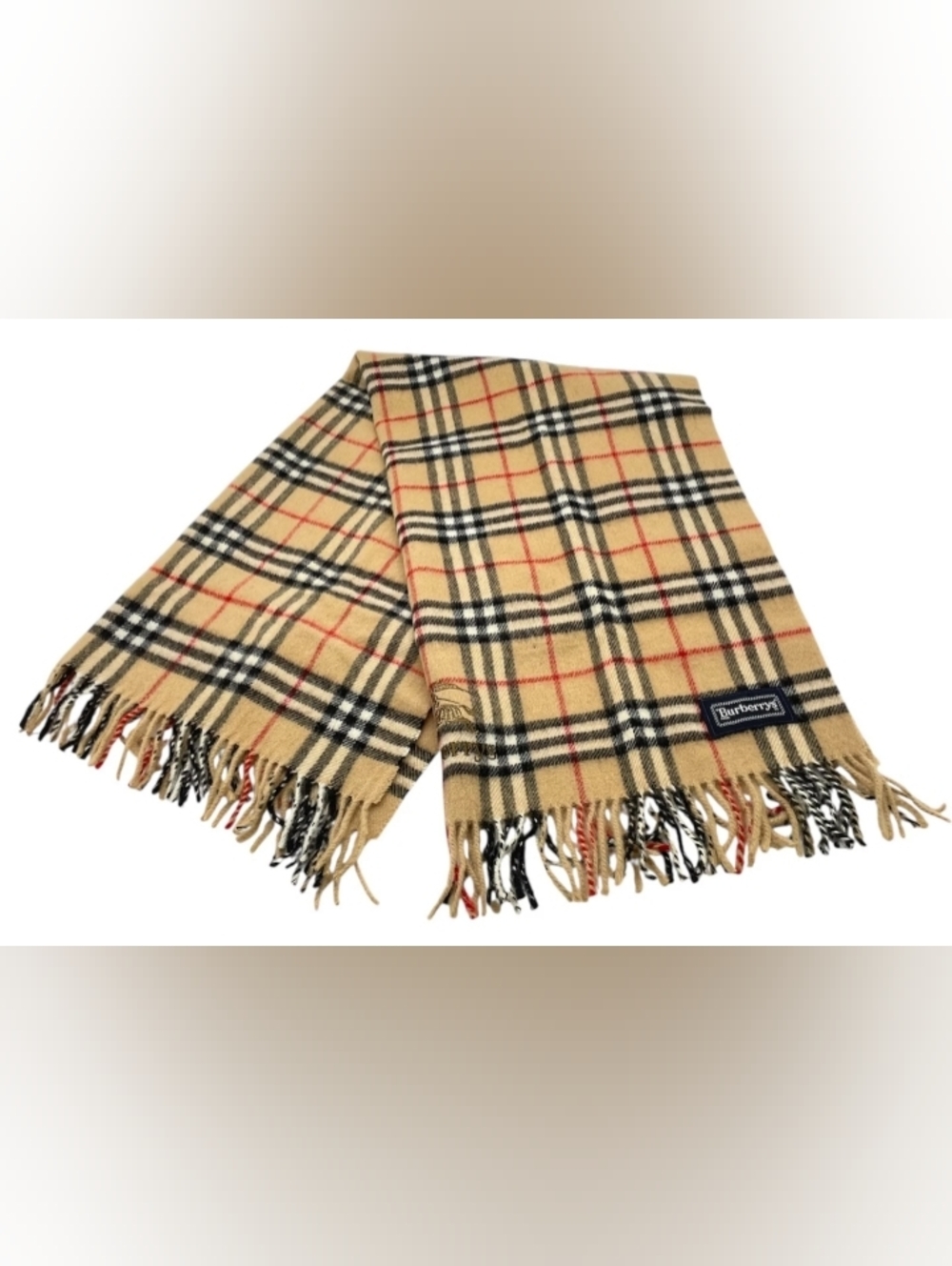 SALE! Authentic Burberry Nova Check 100% Wool Fringe Vintage Scarf W Box - Picture 9 of 14